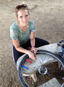 Taylor's fourth? fifth? flat tire.. bad luck