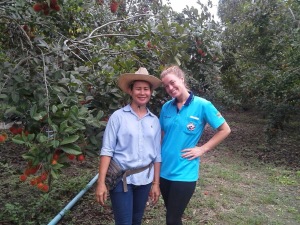 me with my landlady on some random orchard island.. grazing